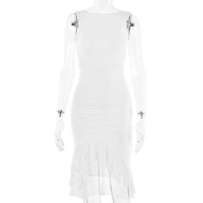 Ärmelloses Rückenfreies Midikleid