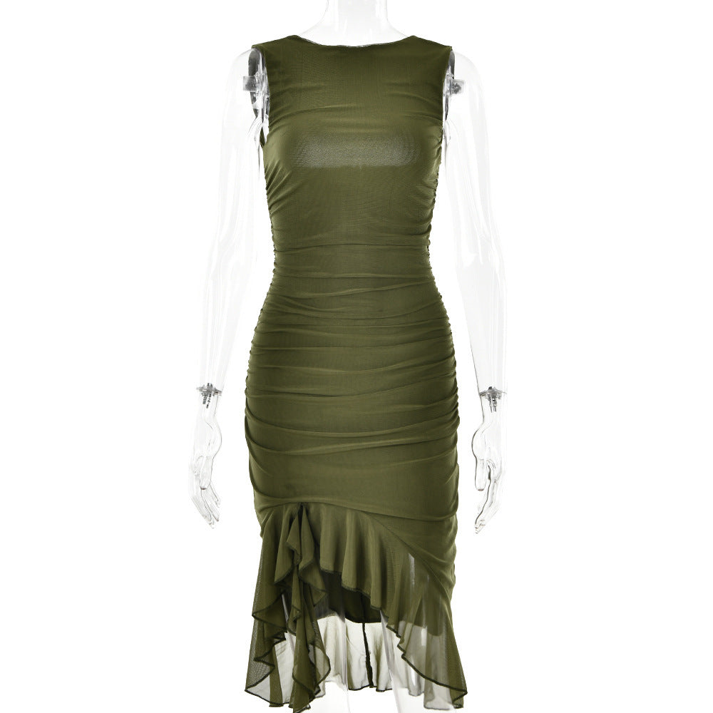 Ärmelloses Rückenfreies Midikleid