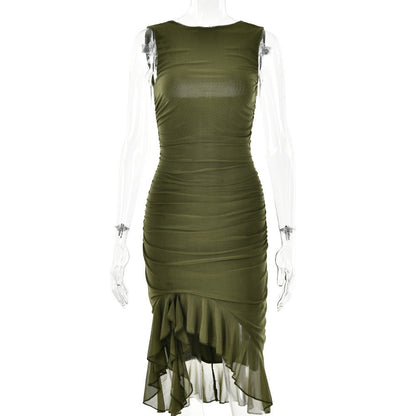 Ärmelloses Rückenfreies Midikleid