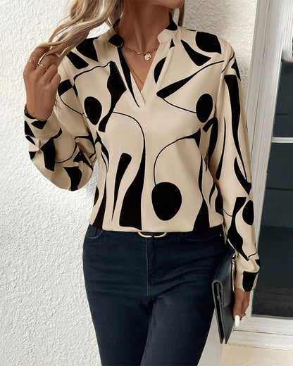Stilvolle Und Trendige Damenbluse Mit Luxuriösen Motiven Und Langen Ärmeln