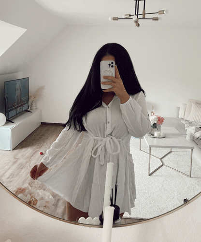 Hemdblusenkleid Mit Knopfdetail Und Taillenband