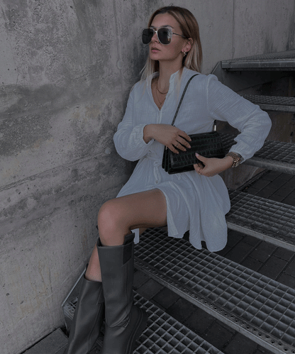 Hemdblusenkleid Mit Knopfdetail Und Taillenband