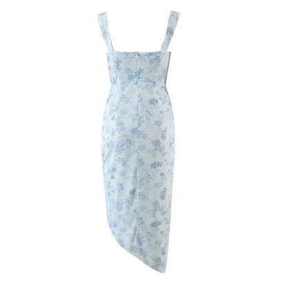 Tief Ausgeschnittenes Midikleid Mit Blumenmuster Und Schlitz