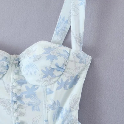 Tief Ausgeschnittenes Midikleid Mit Blumenmuster Und Schlitz