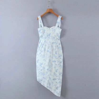 Tief Ausgeschnittenes Midikleid Mit Blumenmuster Und Schlitz