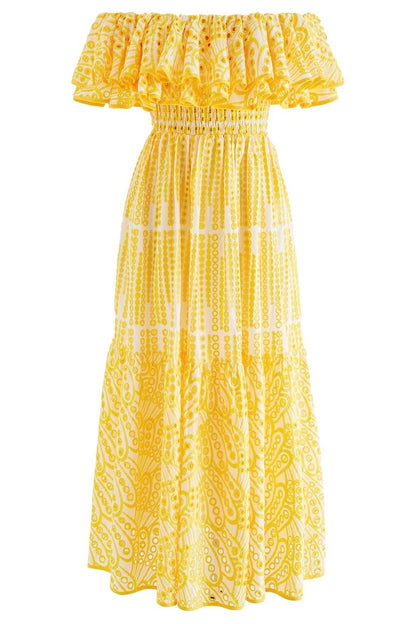 Schulterfreies Midikleid İn A-Linie