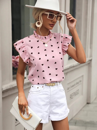 Elegante Bluse Mit Herzmuster