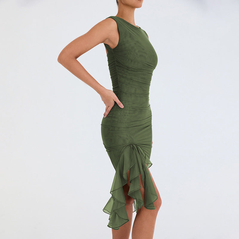 Ärmelloses Rückenfreies Midikleid