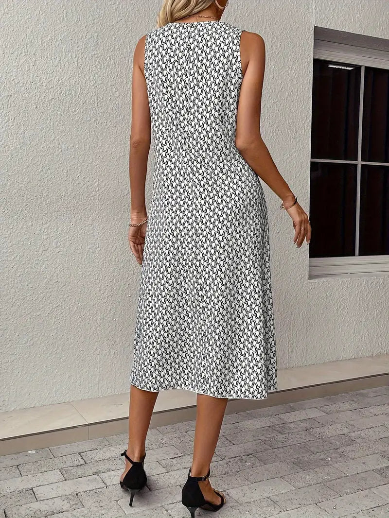 Lässiges Gemustertes Kleid Mit Taschendetails