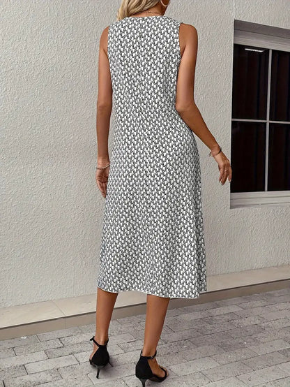 Lässiges Gemustertes Kleid Mit Taschendetails