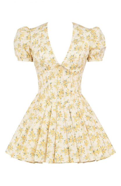 Minikleid Mit Blumenmuster Und Puffärmeln