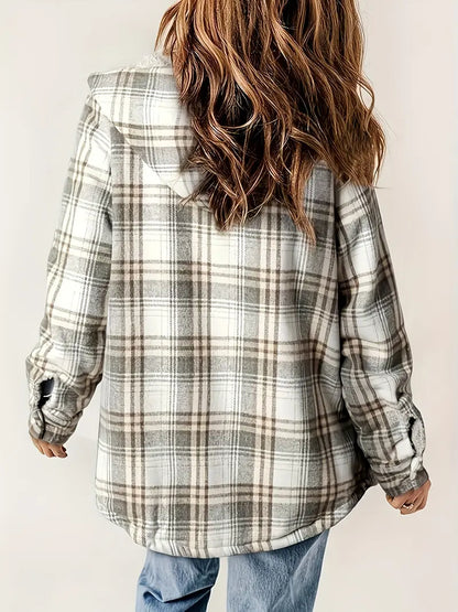 Karierte Jacke Mit Kapuze Und Reißverschluss