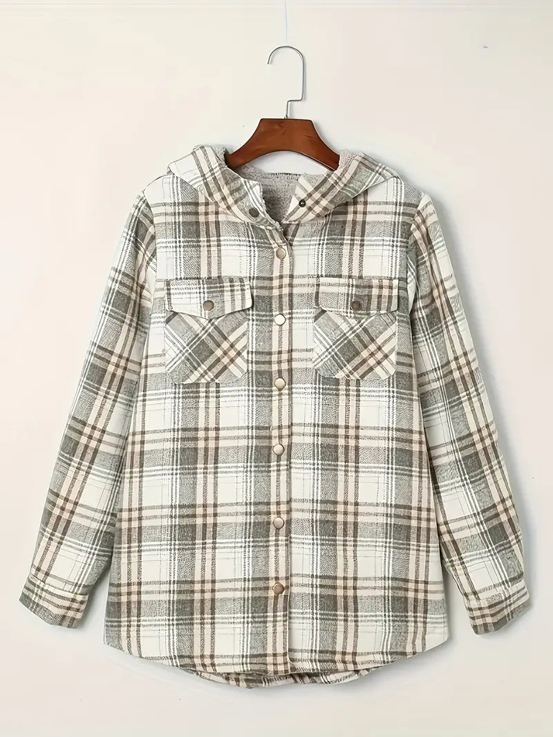 Stylische Jacke İm Hemdblusenstil Mit Karo-Details