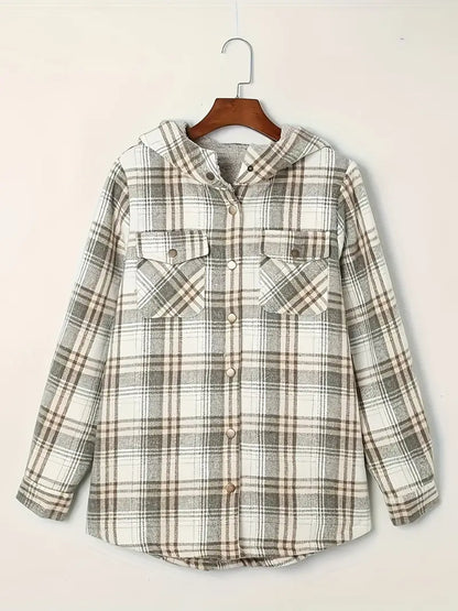 Stylische Jacke İm Hemdblusenstil Mit Karo-Details