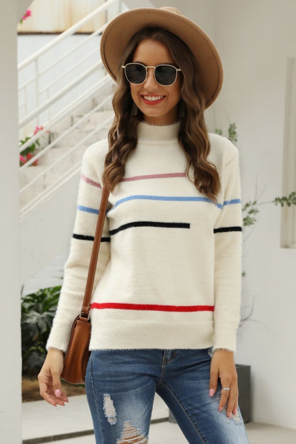 Polyesterpullover Mit Streifendetail
