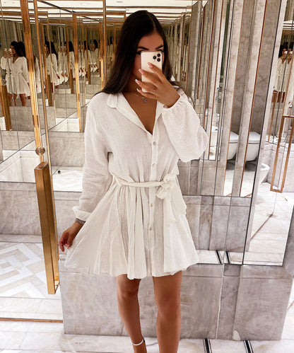 Hemdblusenkleid Mit Knopfdetail Und Taillenband