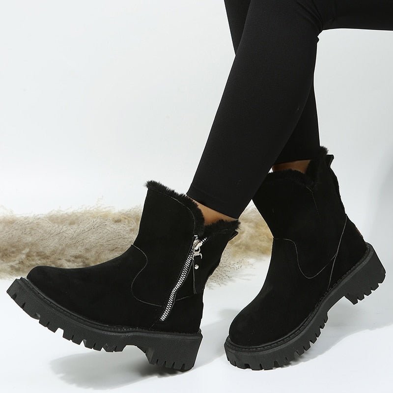 Elegante Winterstiefel Mit Futter Und Reißverschluss-Detail