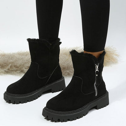 Elegante Winterstiefel Mit Futter Und Reißverschluss-Detail