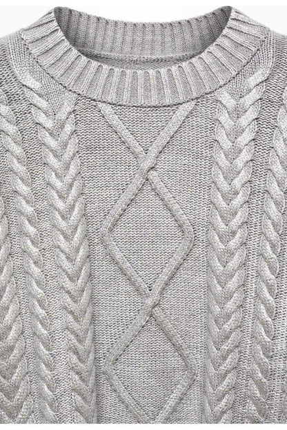 Zopfmusterpullover Mit Metallicfolienstruktur