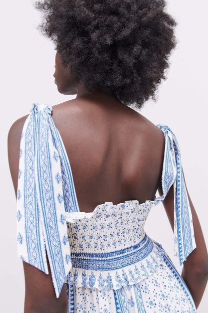 Gestreiftes Midikleid Mit Botanischem Blumenmuster