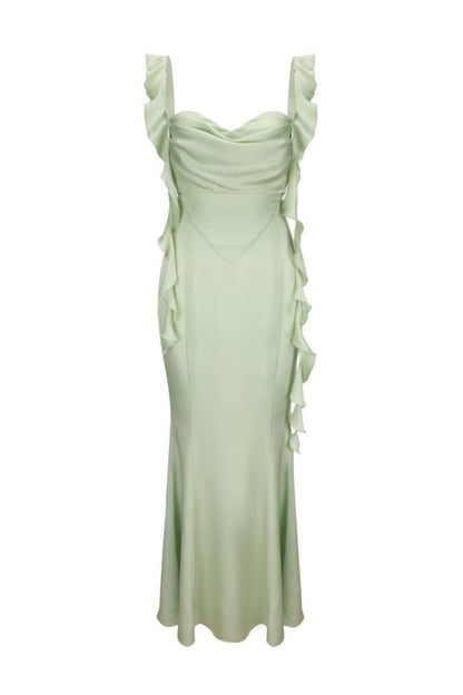Rückenfreies Maxikleid Mit Rüschenband