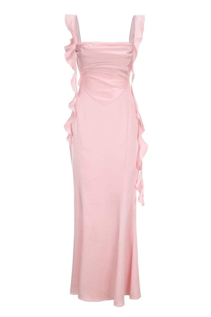 Rückenfreies Maxikleid Mit Rüschenband