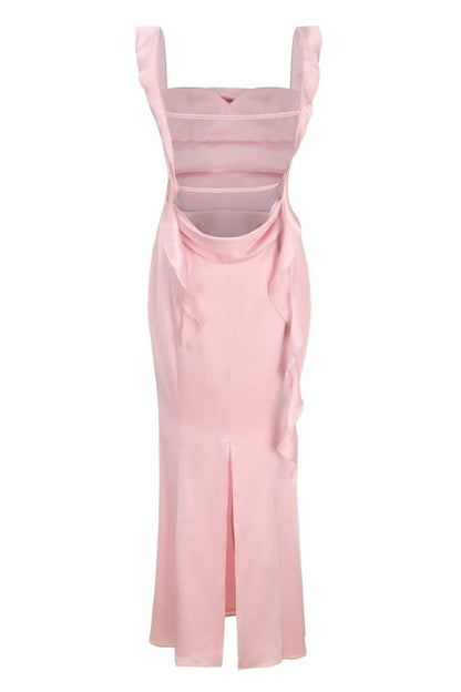 Rückenfreies Maxikleid Mit Rüschenband