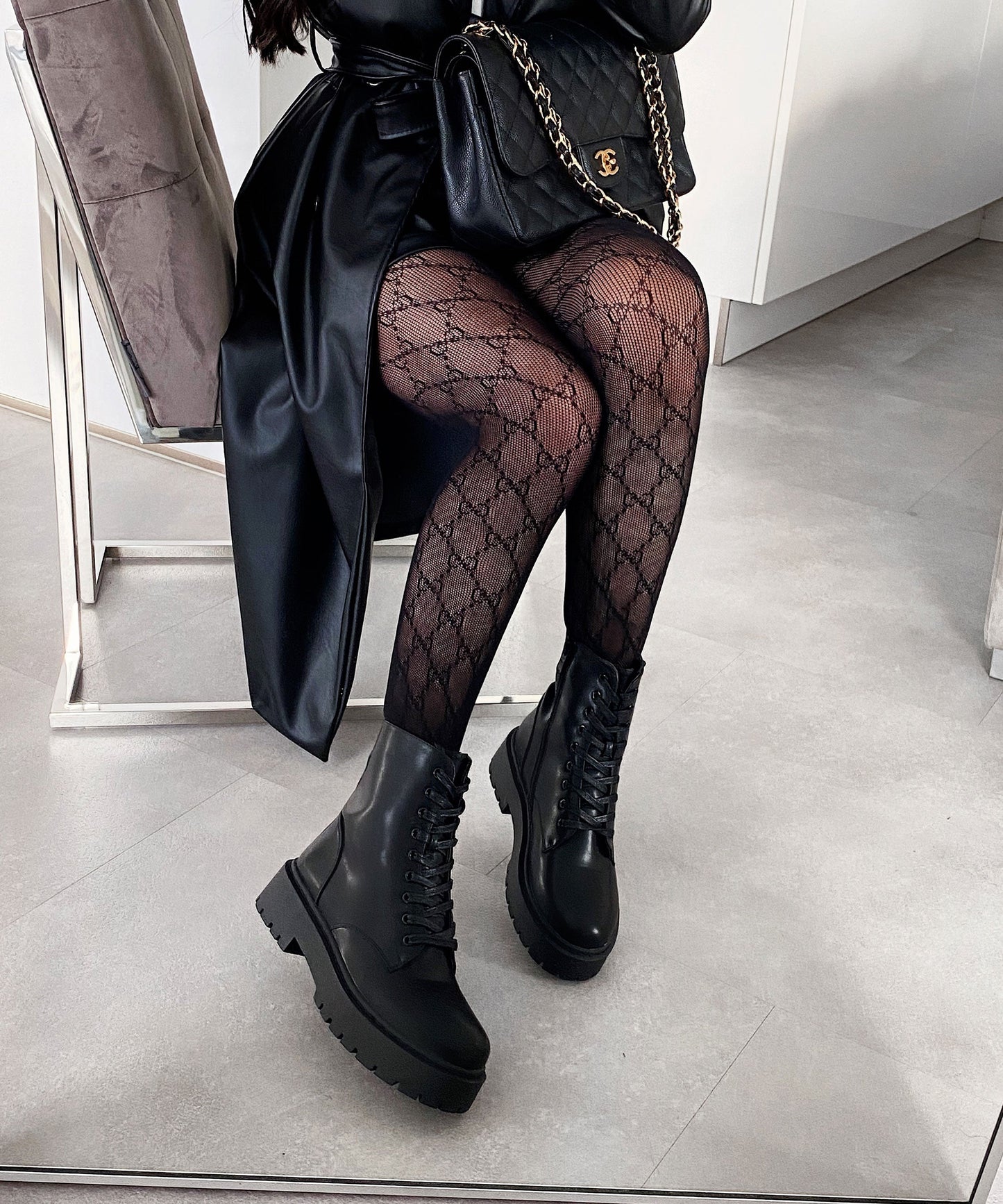 Schwarze Elegante Damen Kunstlederstiefel