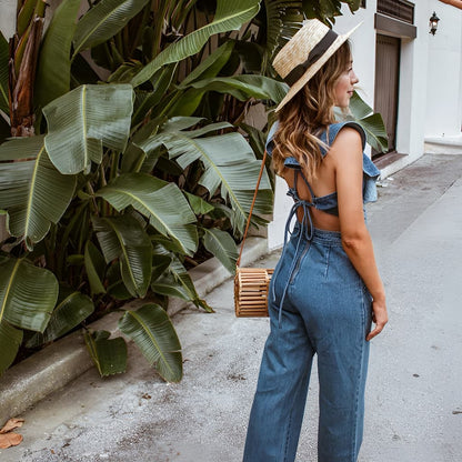 Jeans-Overall Mit Offenem Rückendetail
