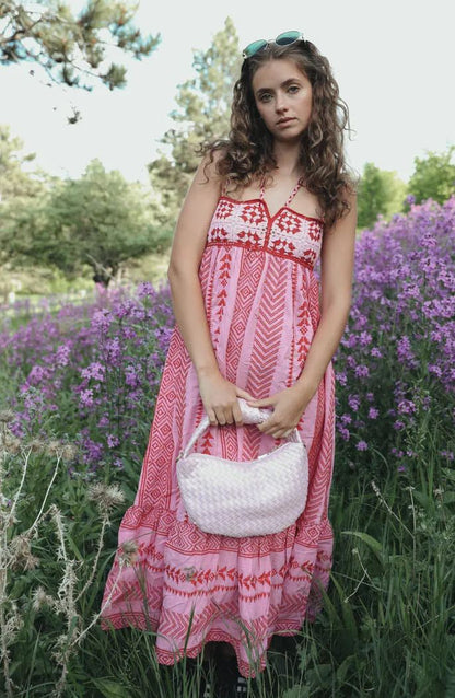 Midikleid Mit Abstraktem Blumenfoliendruck