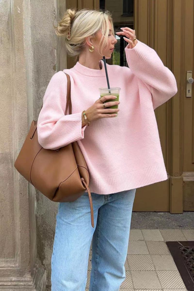 Lässiger, Eleganter Rosa Pullover