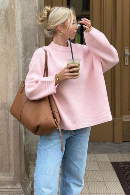 Lässiger, Eleganter Rosa Pullover