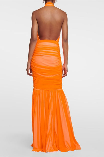 Maxikleid Mit Überkreuztem Neckholder