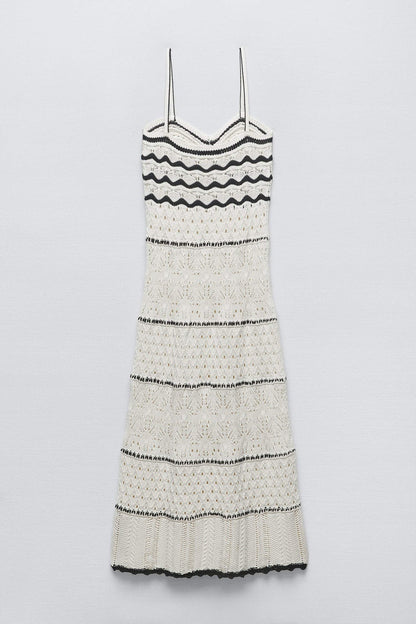 Maxi-Unterkleid Aus Häkelstoff Mit Kontrastmuster