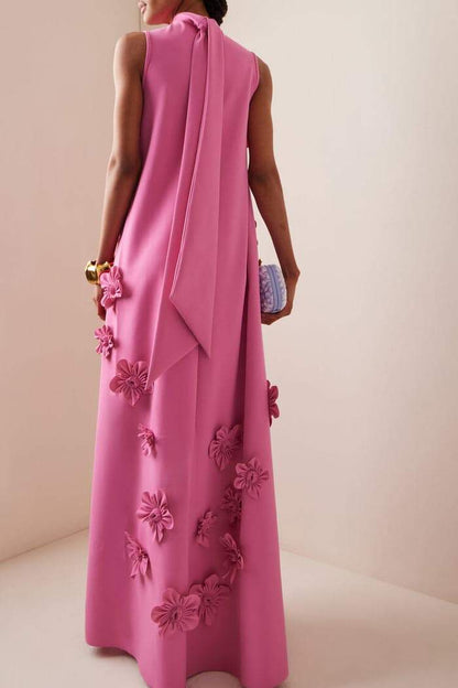 Ärmelloses Maxikleid Mit Blumenverzierung