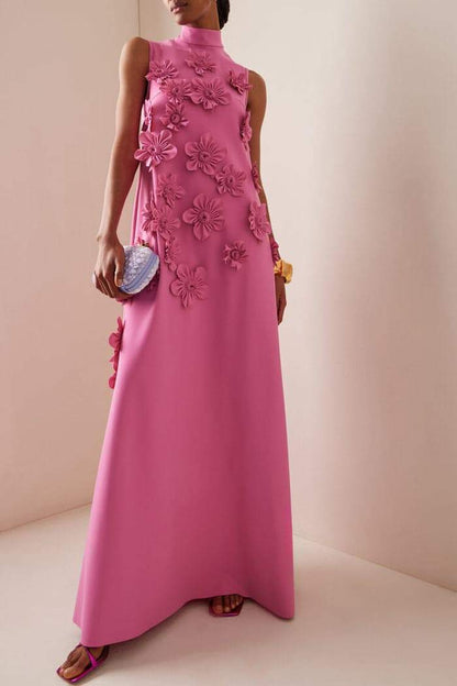 Ärmelloses Maxikleid Mit Blumenverzierung