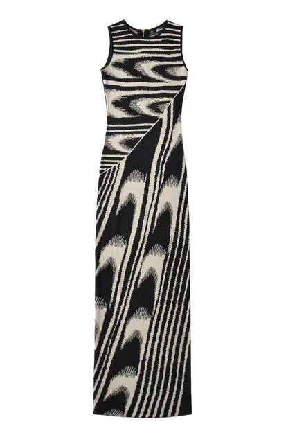 Strick-Maxikleid Mit Rundhalsausschnitt