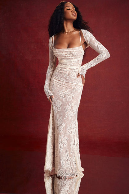 Elegantes, Figurbetontes Spitzenkorsettkleid Mit Gebundener Taille