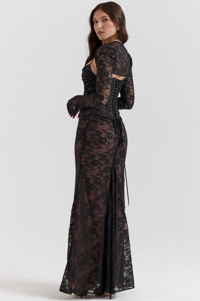 Elegantes, Figurbetontes Spitzenkorsettkleid Mit Gebundener Taille