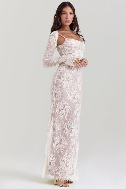 Elegantes, Figurbetontes Spitzenkorsettkleid Mit Gebundener Taille