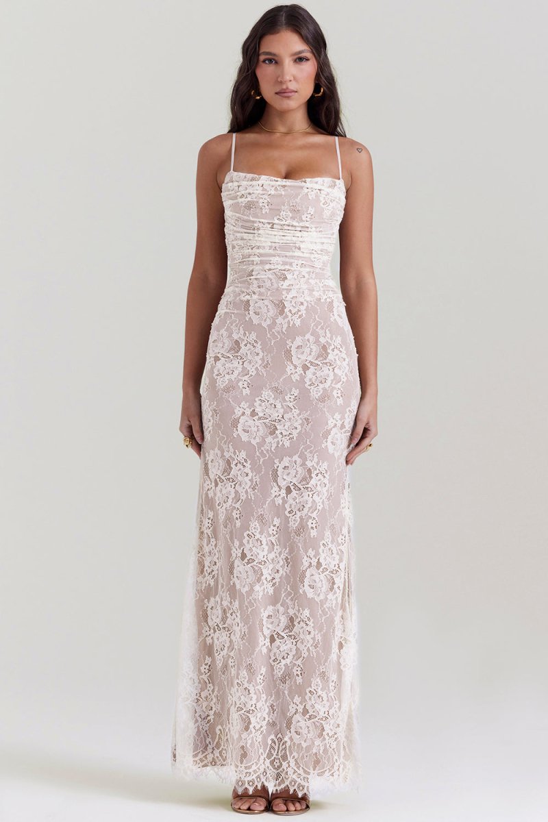 Elegantes, Figurbetontes Spitzenkorsettkleid Mit Gebundener Taille