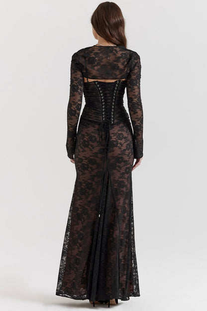 Elegantes, Figurbetontes Spitzenkorsettkleid Mit Gebundener Taille