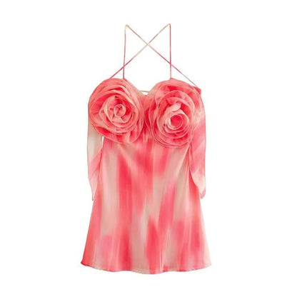 Minikleid Mit Rosenmuster Und Trägern
