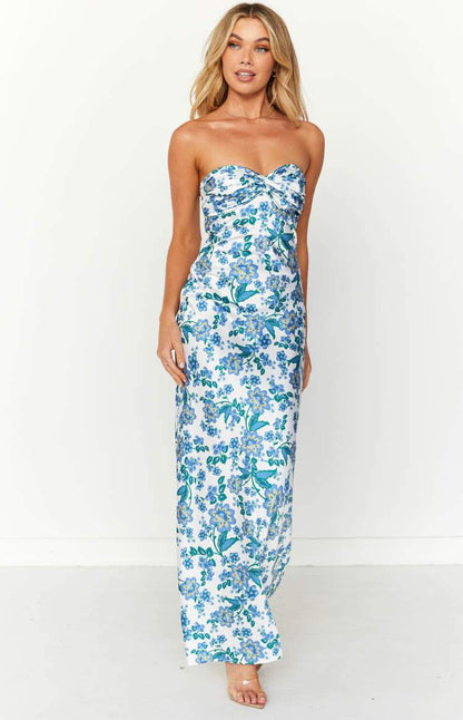 Bedrucktes Maxi-Tube-Kleid Mit Knotendetail