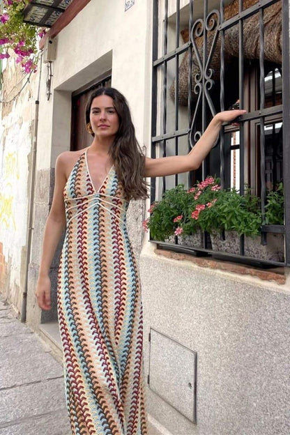 Neckholder-Maxikleid Aus Spitze