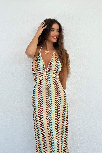 Neckholder-Maxikleid Aus Spitze