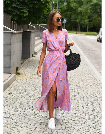 Kleid Mit V-Ausschnitt Und Blumenmuster