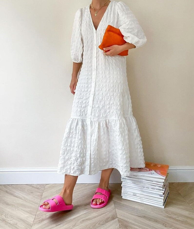 Chiffonkleid İm Boho-Stil Mit V-Ausschnitt