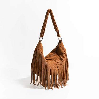 Elegante Wildledertasche Mit Quastendetail