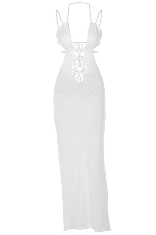 Ärmelloses Maxikleid Aus Strick Mit Tiefem Ausschnitt